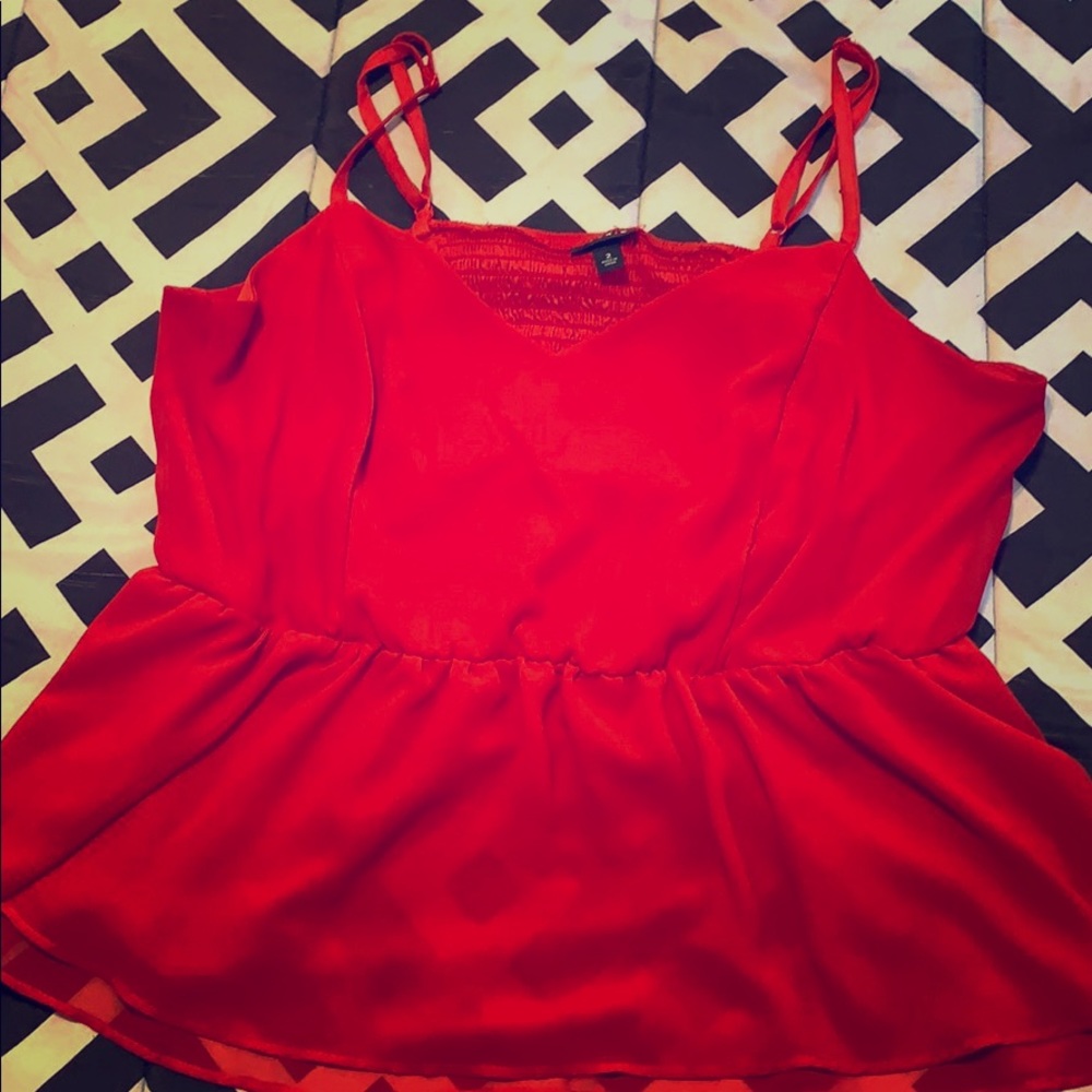 Spicy Red Peplum Top